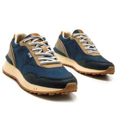 Zapatillas casual para hombre Zapatillas Hombre Mustang Qamar Azul marino y Beige | Dml Sport. 84497