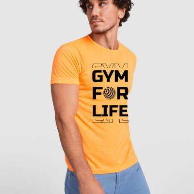 Camiseta de poliéster casual para hombre con tacto de algodón Camiseta Hombre Green Circle Life Naranja | Dml Sport